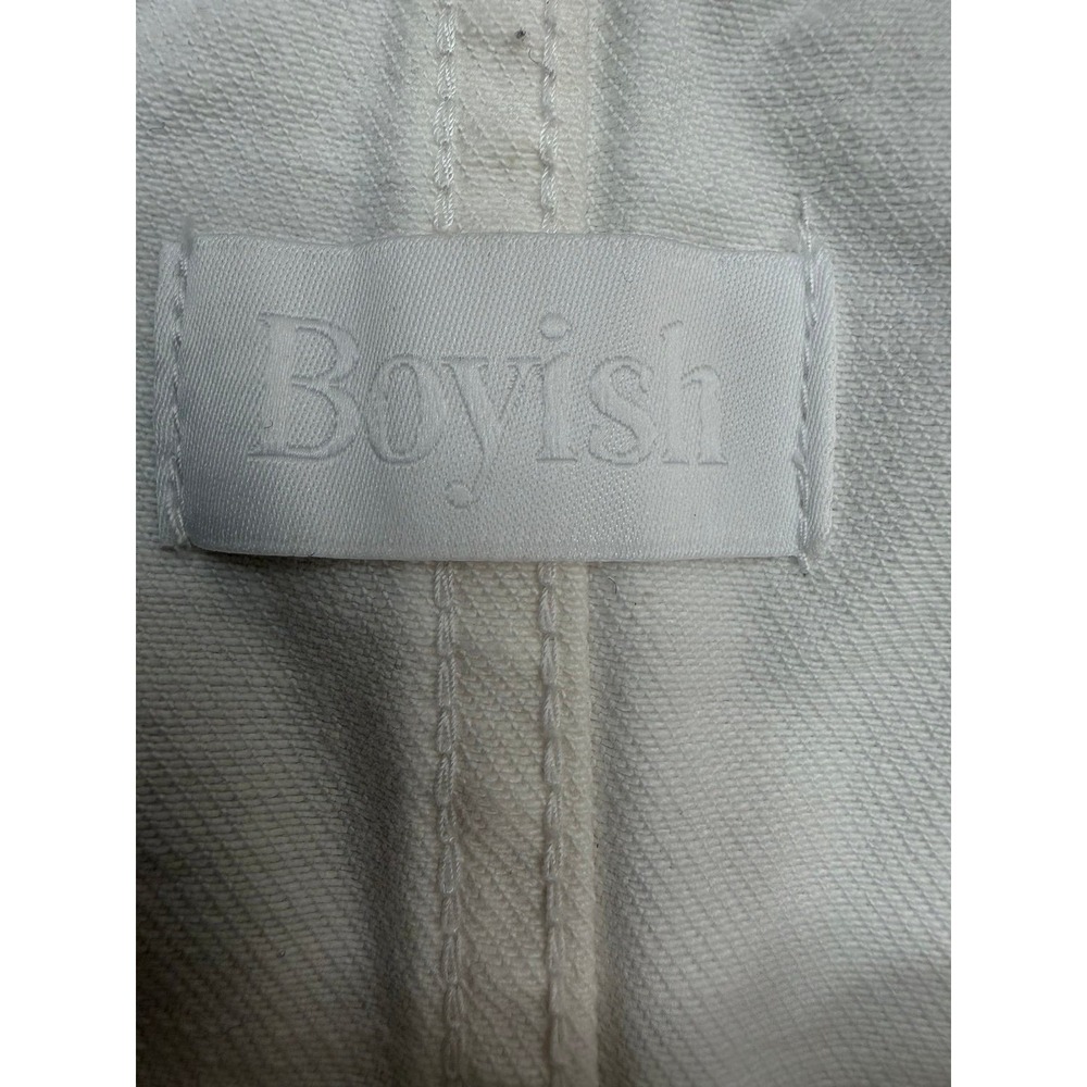 Boyish Kennedy Denim‎ Dress Women M Off White Button Front Frayed Hem - Picture 5 of 11